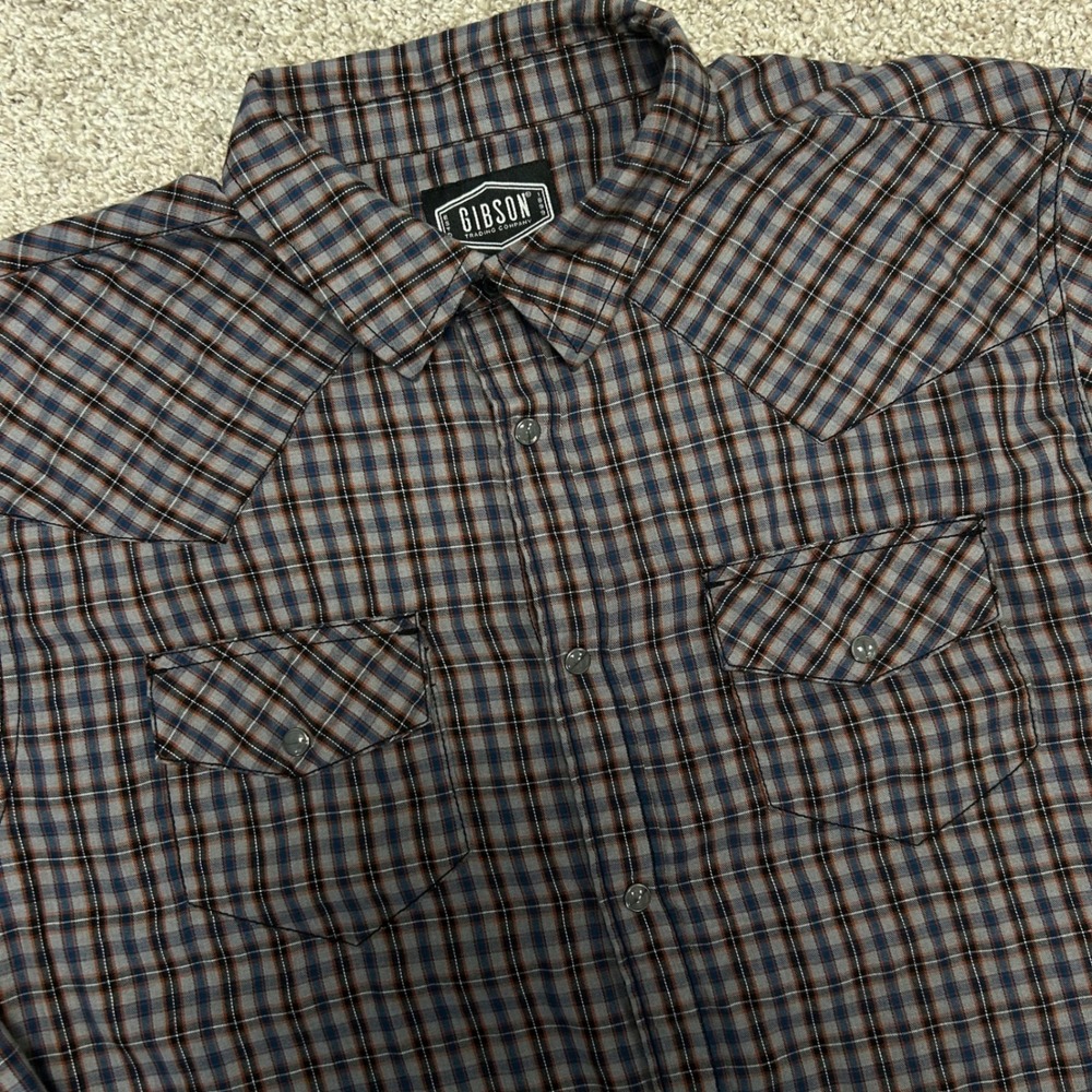 Gibson Pearl Snap Western Shirt Men Size XL Plaid Cowboy Rodeo Long Sleeve